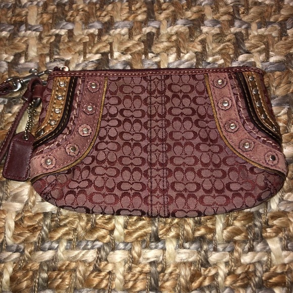 Coach Burgundy Canvas Soho Wristlet - Picture 4 of 12